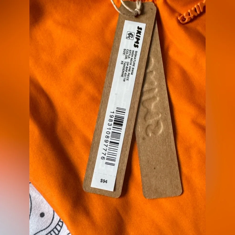 SKIMS Signature Swim High Neck One Piece - Tangerine XS - NWT